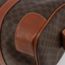 CELINE Macadam Canvas Boston Bag PVC Leather Brown Gold Auth ki6639A-15