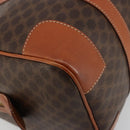 CELINE Macadam Canvas Boston Bag PVC Leather Brown Gold Auth ki6639A-16
