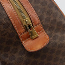 CELINE Macadam Canvas Boston Bag PVC Leather Brown Gold Auth ki6639A-19