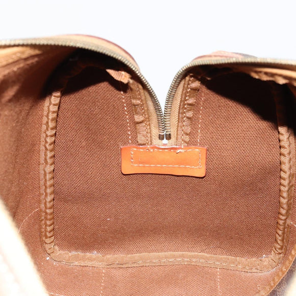 CELINE Macadam Canvas Boston Bag PVC Leather Brown Gold Auth ki6639A