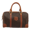 CELINE Macadam Canvas Boston Bag PVC Leather Brown Gold Auth ki6639A-13