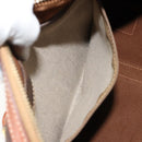 CELINE Macadam Canvas Boston Bag PVC Leather Brown Gold Auth ki6639A-11