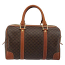 CELINE Macadam Canvas Boston Bag PVC Leather Brown Gold Auth ki6639A-2