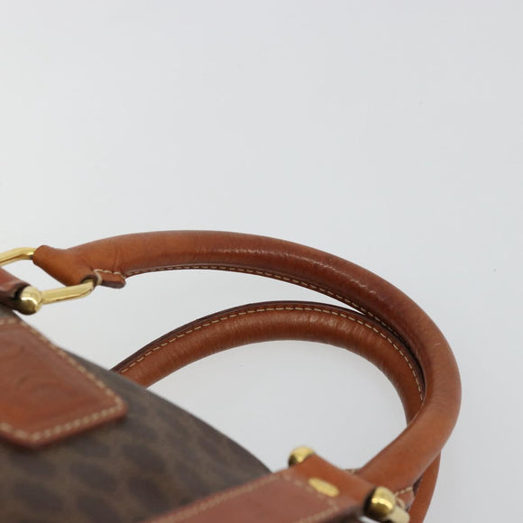 CELINE Macadam Canvas Boston Bag PVC Leather Brown Gold Auth ki6639A