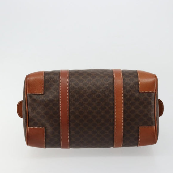 CELINE Macadam Canvas Boston Bag PVC Leather Brown Gold Auth ki6639A