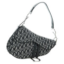 Christian Dior Trotter Canvas Saddle Bag Hand Bag Black Silver Auth ki6640M-1