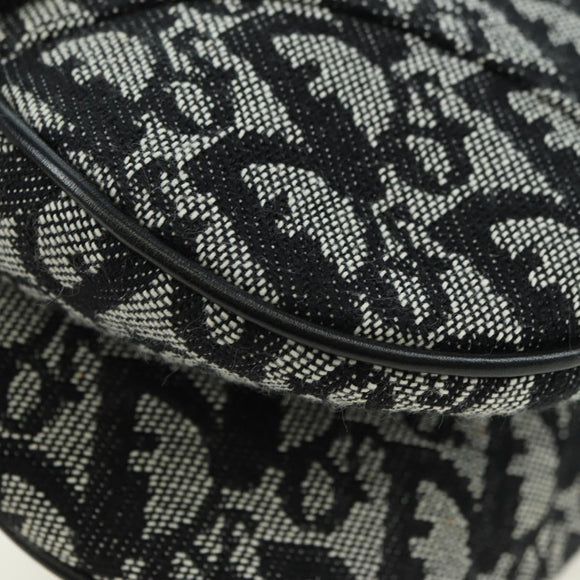 Christian Dior Trotter Canvas Saddle Bag Hand Bag Black Silver Auth ki6640M