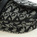 Christian Dior Trotter Canvas Saddle Bag Hand Bag Black Silver Auth ki6640M-12