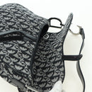 Christian Dior Trotter Canvas Saddle Bag Hand Bag Black Silver Auth ki6640M-17