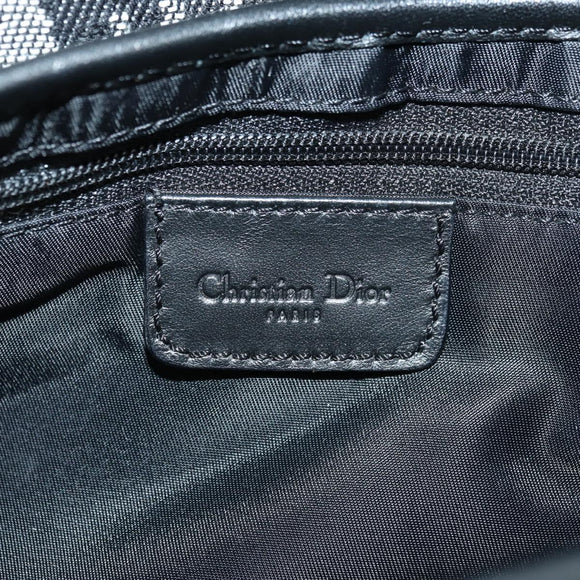 Christian Dior Trotter Canvas Saddle Bag Hand Bag Black Silver Auth ki6640M