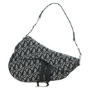 Christian Dior Trotter Canvas Saddle Bag Hand Bag Black Silver Auth ki6640M-2