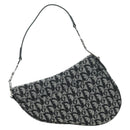 Christian Dior Trotter Canvas Saddle Bag Hand Bag Black Silver Auth ki6640M-3