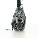 Christian Dior Trotter Canvas Saddle Bag Hand Bag Black Silver Auth ki6640M-4