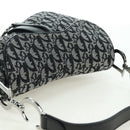 Christian Dior Trotter Canvas Saddle Bag Hand Bag Black Silver Auth ki6640M-6