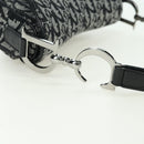 Christian Dior Trotter Canvas Saddle Bag Hand Bag Black Silver Auth ki6640M-8