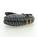 Christian Dior Trotter Canvas Saddle Bag Hand Bag Navy Gold Auth ki6641SV-10
