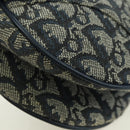 Christian Dior Trotter Canvas Saddle Bag Hand Bag Navy Gold Auth ki6641SV-11