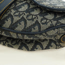 Christian Dior Trotter Canvas Saddle Bag Hand Bag Navy Gold Auth ki6641SV-12