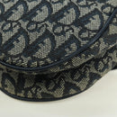 Christian Dior Trotter Canvas Saddle Bag Hand Bag Navy Gold Auth ki6641SV-14