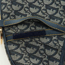 Christian Dior Trotter Canvas Saddle Bag Hand Bag Navy Gold Auth ki6641SV-17