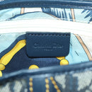 Christian Dior Trotter Canvas Saddle Bag Hand Bag Navy Gold Auth ki6641SV-19