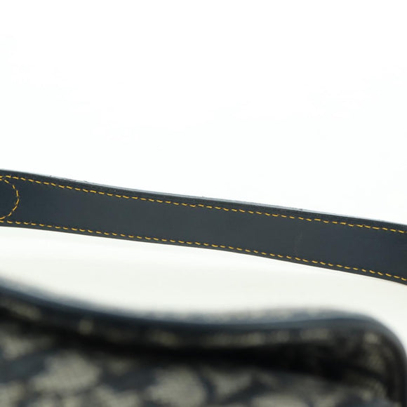 Christian Dior Trotter Canvas Saddle Bag Hand Bag Navy Gold Auth ki6641SV