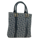 Christian Dior Trotter Canvas Hand Bag Navy Gold Auth ki6642V-1