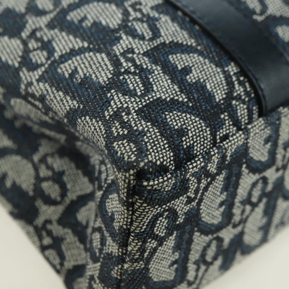 Christian Dior Trotter Canvas Hand Bag Navy Gold Auth ki6642V