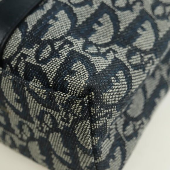 Christian Dior Trotter Canvas Hand Bag Navy Gold Auth ki6642V
