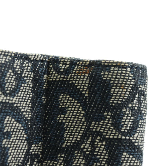 Christian Dior Trotter Canvas Hand Bag Navy Gold Auth ki6642V