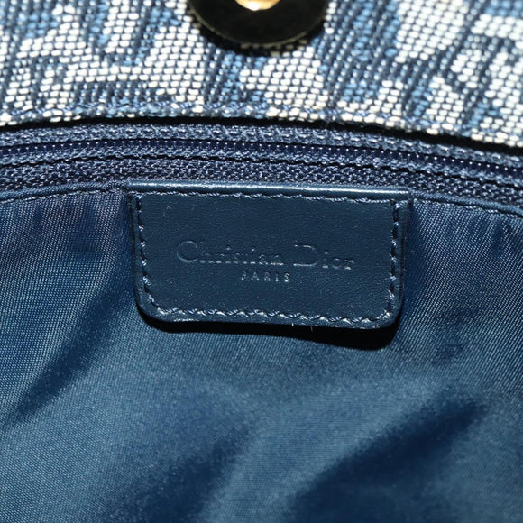 Christian Dior Trotter Canvas Hand Bag Navy Gold Auth ki6642V