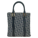 Christian Dior Trotter Canvas Hand Bag Navy Gold Auth ki6642V-2