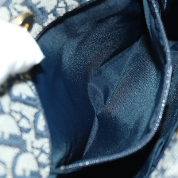 Christian Dior Trotter Canvas Hand Bag Navy Gold Auth ki6642V