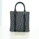 Christian Dior Trotter Canvas Hand Bag Navy Gold Auth ki6642V-23