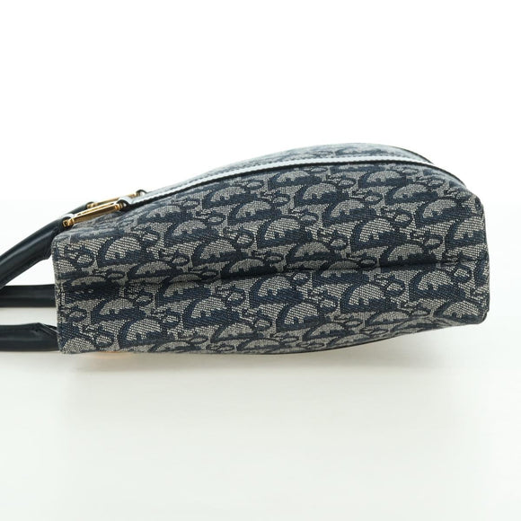 Christian Dior Trotter Canvas Hand Bag Navy Gold Auth ki6642V