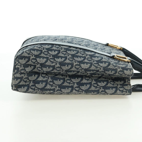 Christian Dior Trotter Canvas Hand Bag Navy Gold Auth ki6642V