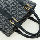 Christian Dior Trotter Canvas Hand Bag Navy Gold Auth ki6642V-6