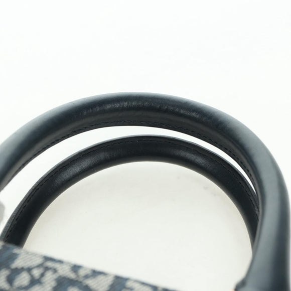 Christian Dior Trotter Canvas Hand Bag Navy Gold Auth ki6642V