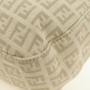 FENDI Zucchino Canvas Mamma Baguette Shoulder Bag Beige Silver Auth ki6644SAV-12