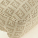 FENDI Zucchino Canvas Mamma Baguette Shoulder Bag Beige Silver Auth ki6644SAV-13