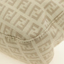 FENDI Zucchino Canvas Mamma Baguette Shoulder Bag Beige Silver Auth ki6644SAV-14