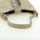FENDI Zucchino Canvas Mamma Baguette Shoulder Bag Beige Silver Auth ki6644SAV-7