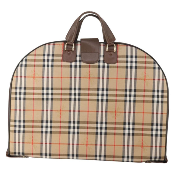 Burberrys Nova Check Garment Cover Canvas Beige Gold Auth ki6645A