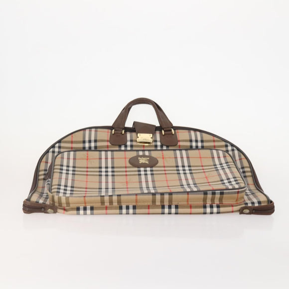 Burberrys Nova Check Garment Cover Canvas Beige Gold Auth ki6645A