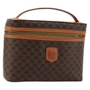 CELINE Macadam Canvas Vanity Hand Bag PVC Leather Brown Gold Auth ki6647-1