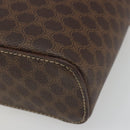 CELINE Macadam Canvas Vanity Hand Bag PVC Leather Brown Gold Auth ki6647-10