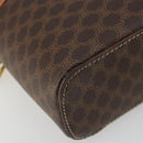 CELINE Macadam Canvas Vanity Hand Bag PVC Leather Brown Gold Auth ki6647-11