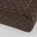 CELINE Macadam Canvas Vanity Hand Bag PVC Leather Brown Gold Auth ki6647-12