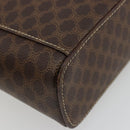 CELINE Macadam Canvas Vanity Hand Bag PVC Leather Brown Gold Auth ki6647-13
