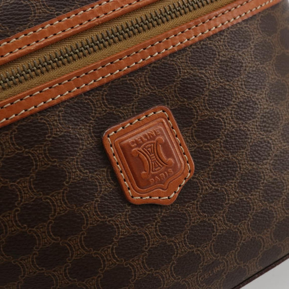 CELINE Macadam Canvas Vanity Hand Bag PVC Leather Brown Gold Auth ki6647
